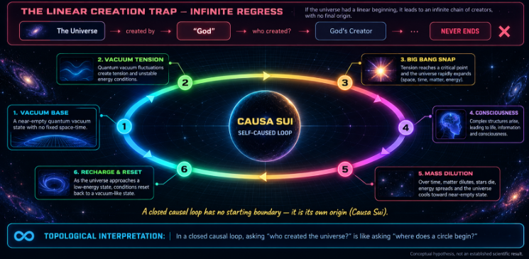 Resolving The Infinite Regress: The self-generating circular causal loop of the cyclic universe (Causa Sui)